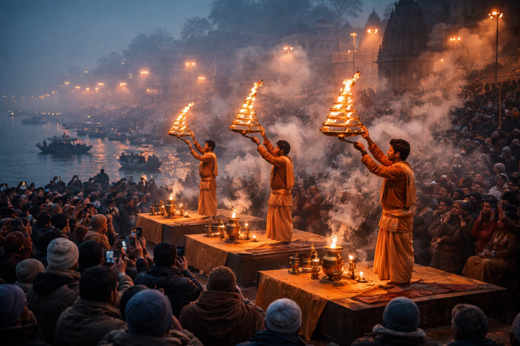 Varanasi Ganga Aarti Timing 7 Best Banaras Aarti Times, Winter Aarti Timing: 6:00 PM - 6:45 PM