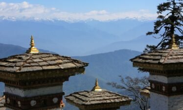Best View of the Himalayas from the Dochula mountain pass in Bhutan.