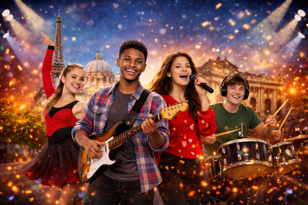 Live performance celebration in iconic cities