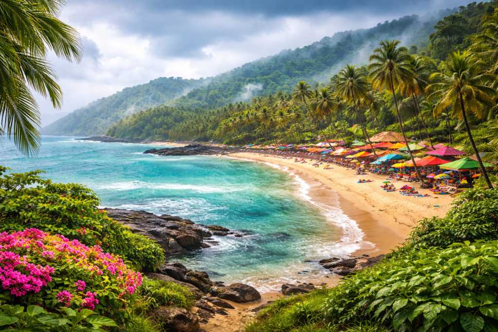 Monsoon serenity at a Goa beach with seven sands tourism