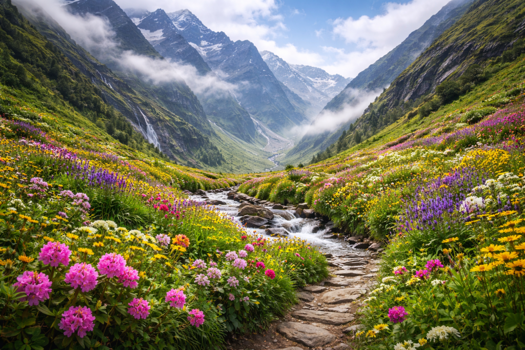 Valley of Flowers in summer bloom