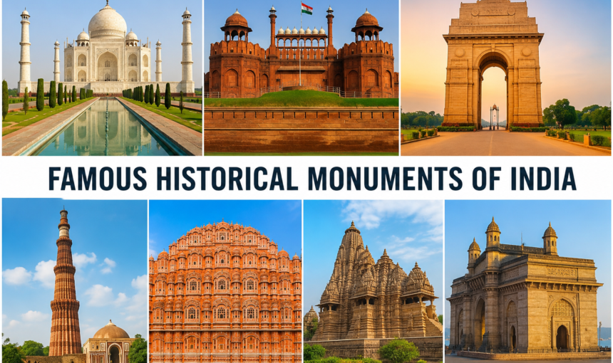 Famous Historical Monuments of India with Pictures with seven sands tourism
