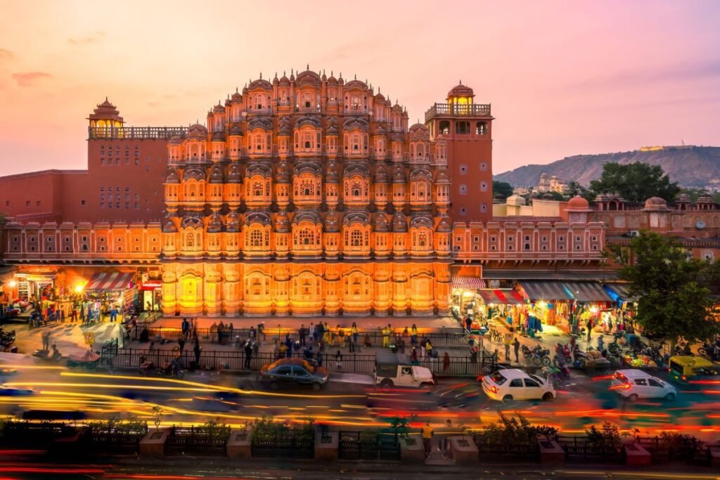 the famous Hawa Mahal with seven sands tourism
