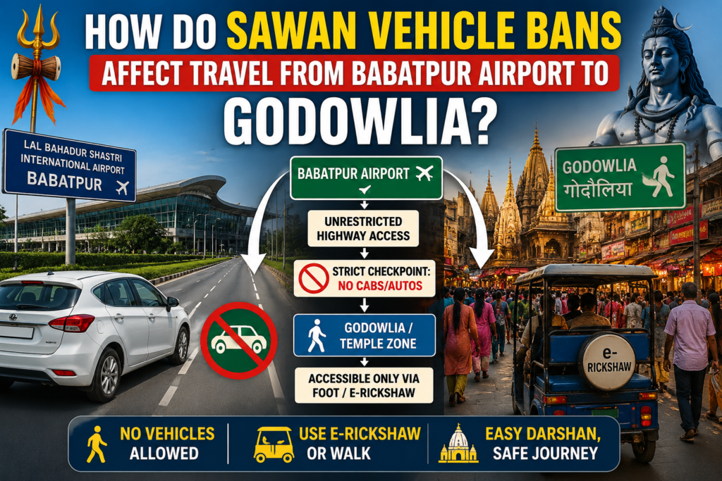 Sawan vehicle bans affect travel from Babatpur Airport to Godowlia