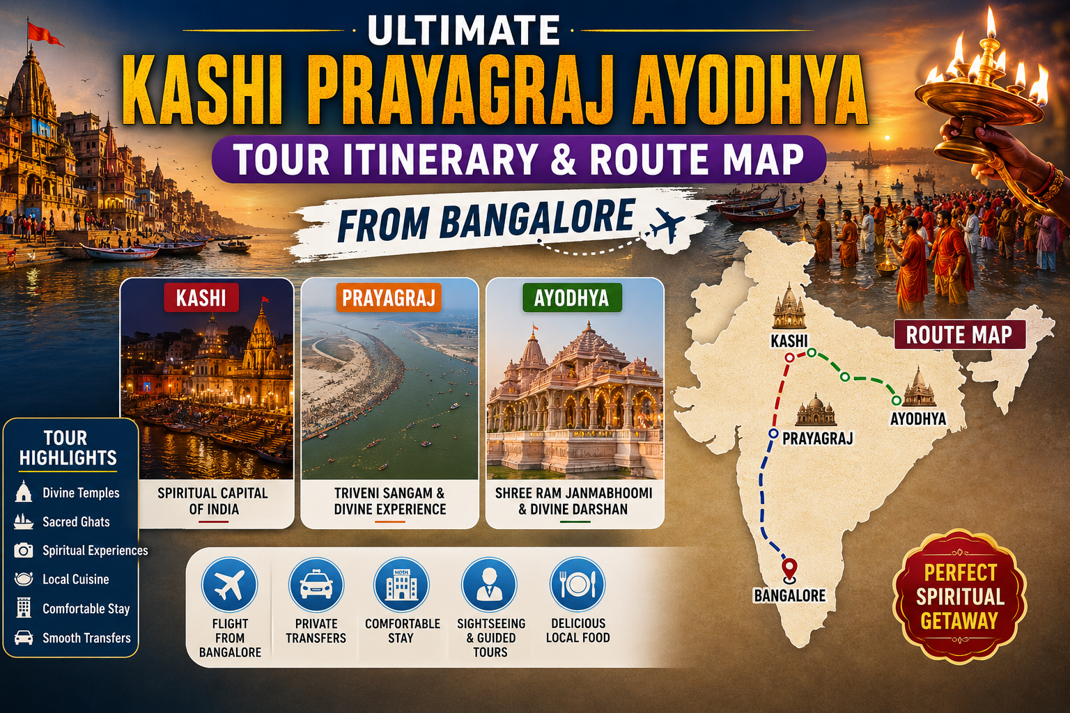 Ultimate Kashi Prayagraj Ayodhya Tour Itinerary & Route Map